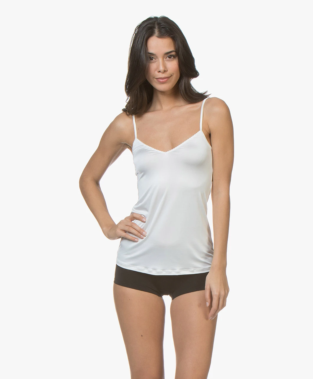 Hanro Satin Deluxe Spaghetti Top - Off-White 9 Hanro Satin Deluxe Spaghetti Top - Off-White - Afbeelding 7