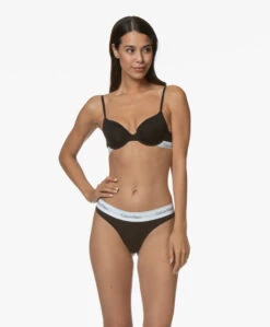 Calvin Klein Modern Cotton String - Zwart -Modewinkel 190814 Calvin Klein Thong Black 112