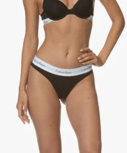 Calvin Klein Modern Cotton String - Zwart -Modewinkel 190814 Calvin Klein Thong Black 117