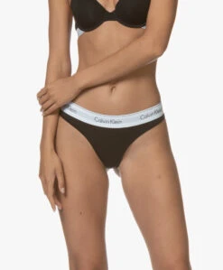 Calvin Klein Modern Cotton String - Zwart -Modewinkel 190814 Calvin Klein Thong Black 127