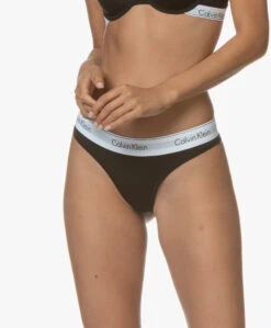 Calvin Klein Modern Cotton String - Zwart -Modewinkel 190814 Calvin Klein Thong Black 195