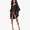 By Dariia Day Mulberry Zijden Kimono - Midnight Black