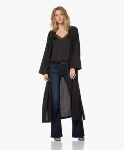 Hammam34 The Pheasant Lange Katoenen Kimono - Zwart -Modewinkel 201119 25c44064 256c 42da 8411 104dae319106