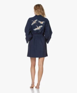 Hammam34 Cranes Geborduurde Katoenen Kimono - Navy -Modewinkel 201119 c95fd265 8b0d 4ed1 82ff fa6b2d556dcf