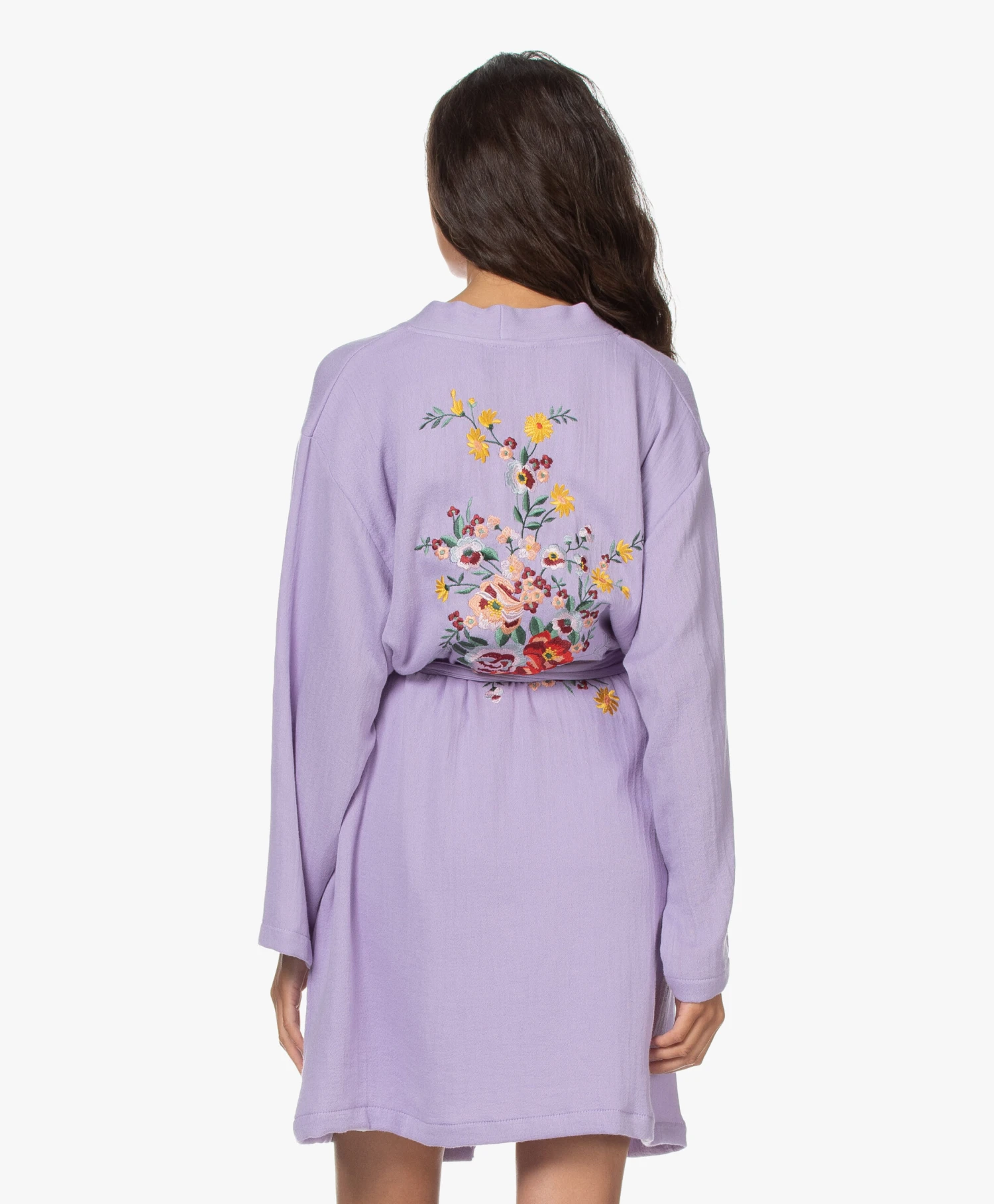 Hammam34 The Flower Geborduurde Katoenen Kimono - Lila 4 Hammam34 The Flower Geborduurde Katoenen Kimono - Lila - Afbeelding 2