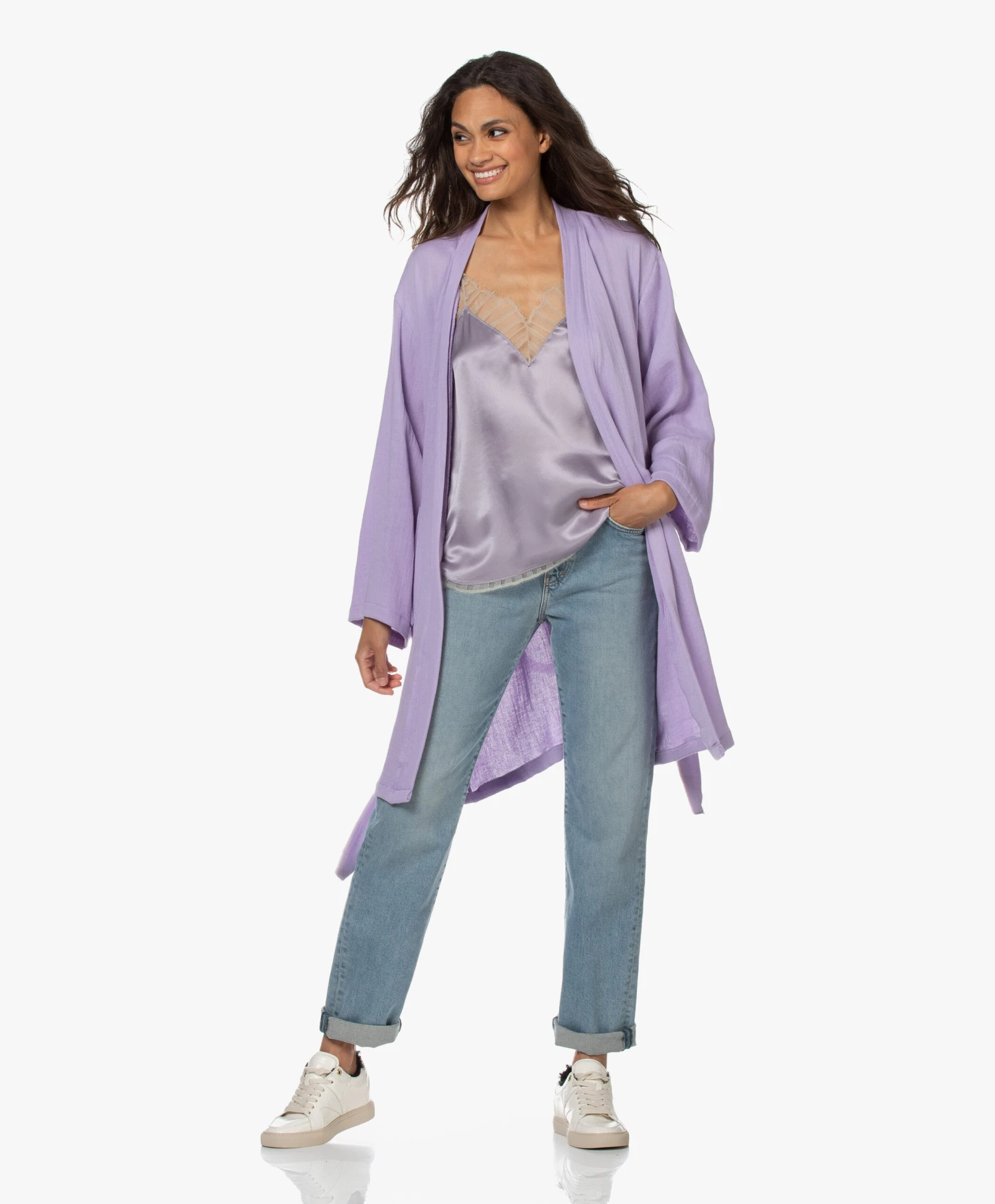 Hammam34 The Flower Geborduurde Katoenen Kimono - Lila 12 Hammam34 The Flower Geborduurde Katoenen Kimono - Lila - Afbeelding 10