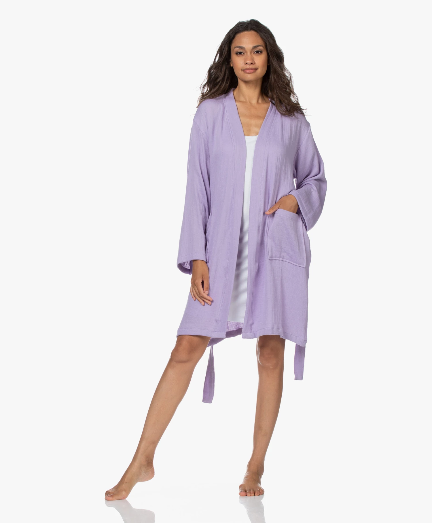 Hammam34 The Flower Geborduurde Katoenen Kimono - Lila 13 Hammam34 The Flower Geborduurde Katoenen Kimono - Lila - Afbeelding 11