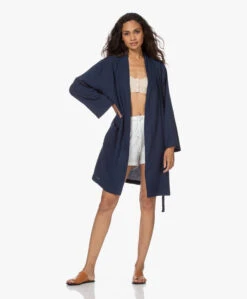 Hammam34 Cranes Geborduurde Katoenen Kimono - Navy -Modewinkel 210715 ee200c26 81e8 4d71 950e 5253a870c479