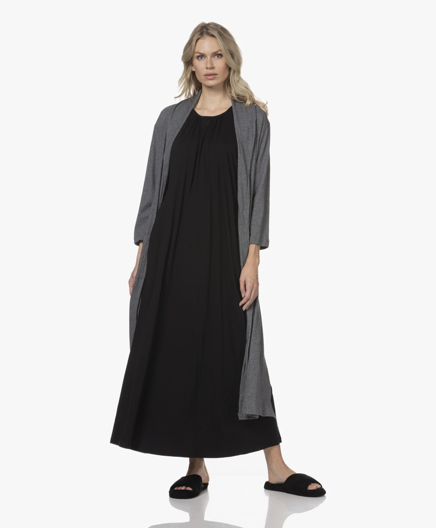 Skin Carina Pima Katoenen Jersey Badjas - Donkergrijs Mêlee 15 Skin Carina Pima Katoenen Jersey Badjas - Donkergrijs Mêlee - Afbeelding 13