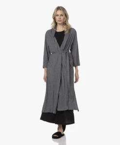 Skin Carina Pima Katoenen Jersey Badjas - Donkergrijs Mêlee