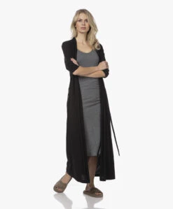 Skin Kathryn Pima Katoenen Jersey Badjas - Zwart -Modewinkel 211102 07f06735 aa6a 4337 8176 56b765f6ef57