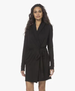 Skin Dubbellaagse Jersey Badjas - Zwart -Modewinkel 211209 f2d7328f 3785 4c4d b816 31e4a8338547