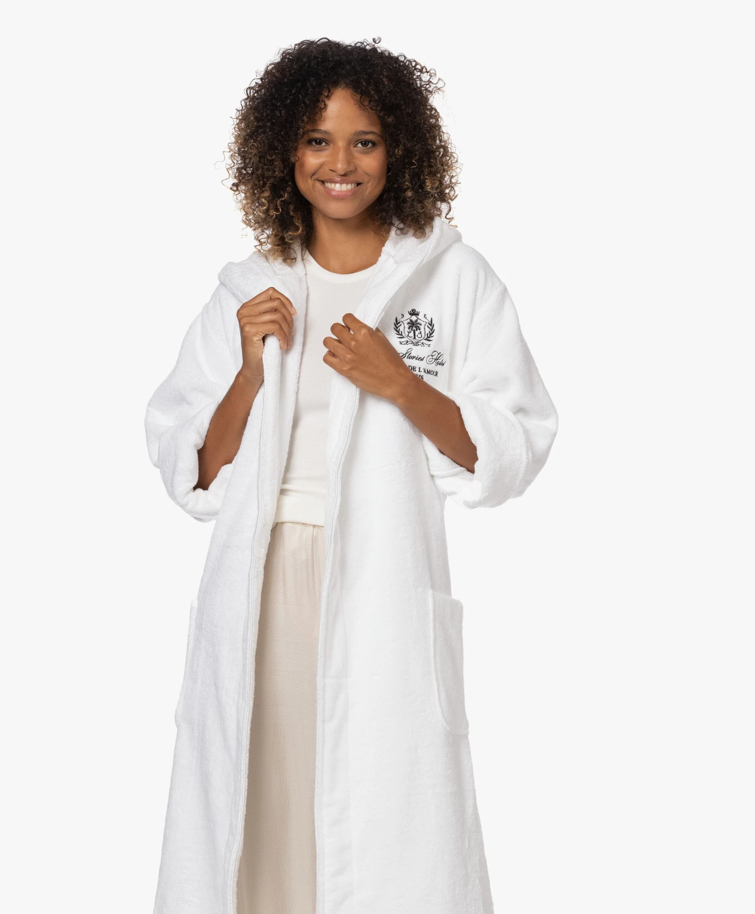 Love Stories Dean French Terry Badjas Met Capuchon - Wit 5 Love Stories Dean French Terry Badjas Met Capuchon - Wit - Afbeelding 3