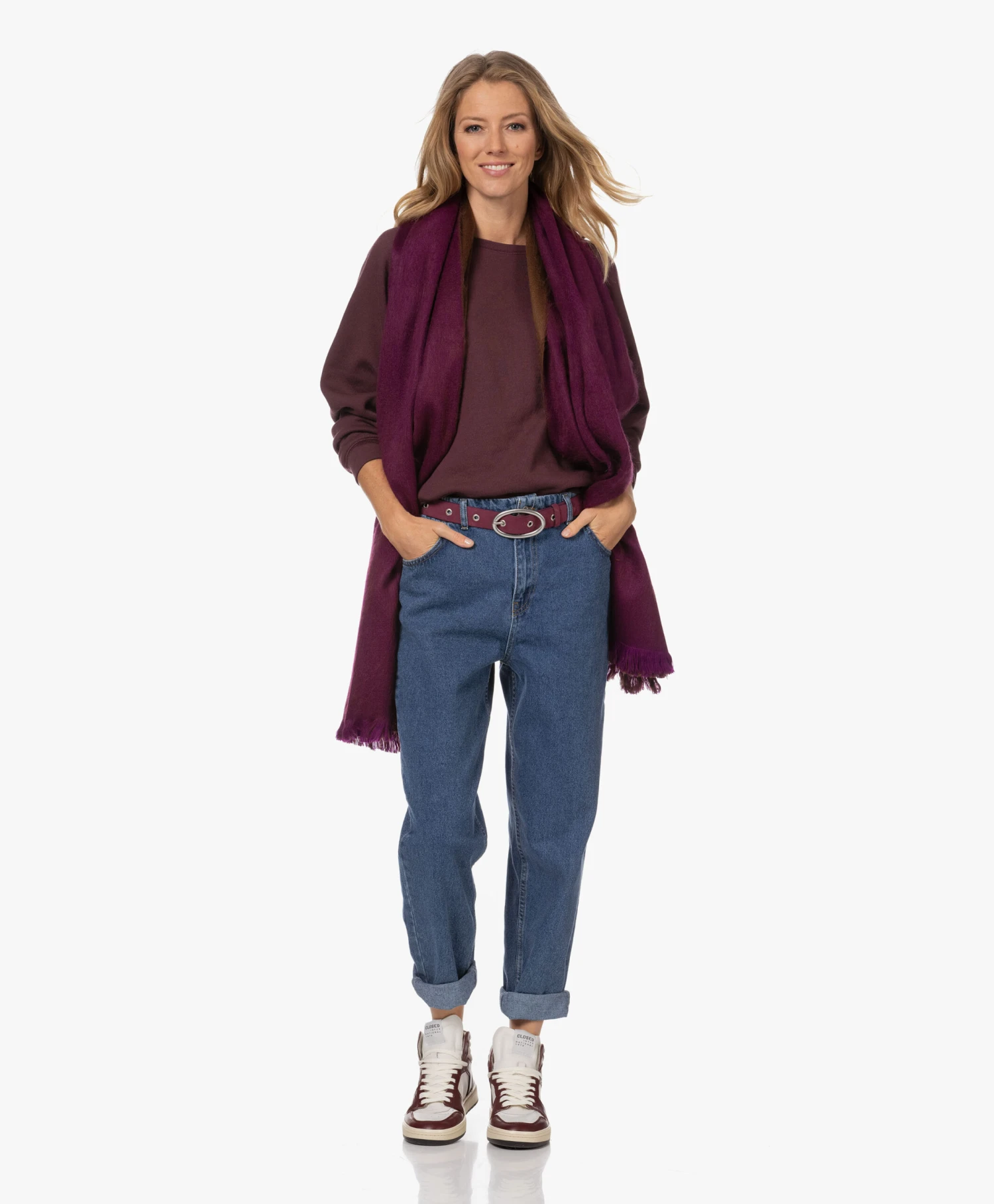 Alpaca Loca Handgemaakte Alpaca Two-Tone Sjaal - Violet/Chocolate Brown 7 Alpaca Loca Handgemaakte Alpaca Two-Tone Sjaal - Violet/Chocolate Brown - Afbeelding 5