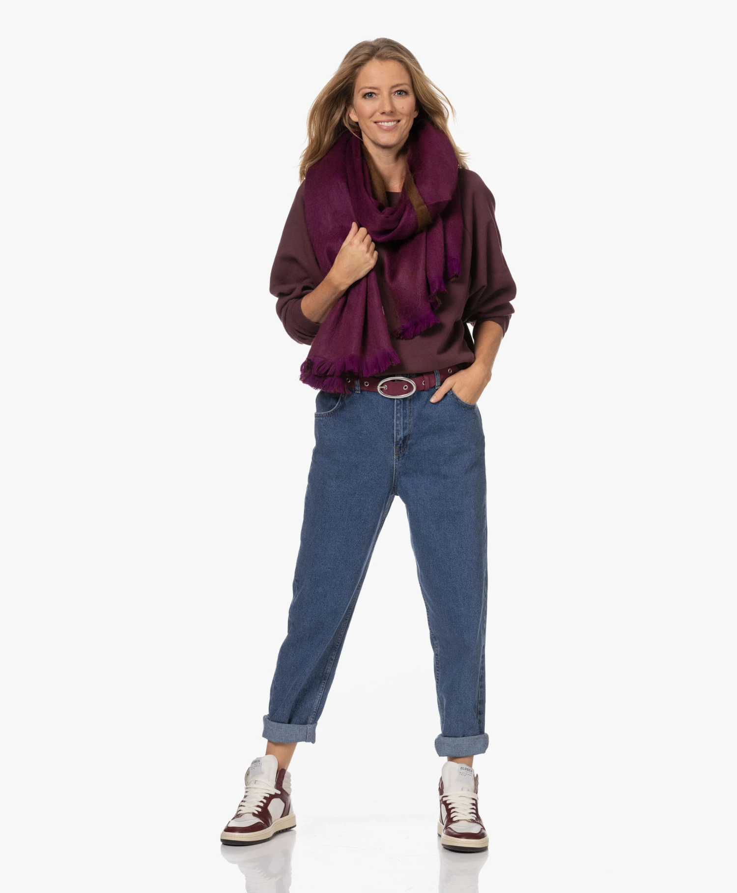 Alpaca Loca Handgemaakte Alpaca Two-Tone Sjaal - Violet/Chocolate Brown 12 Alpaca Loca Handgemaakte Alpaca Two-Tone Sjaal - Violet/Chocolate Brown - Afbeelding 10