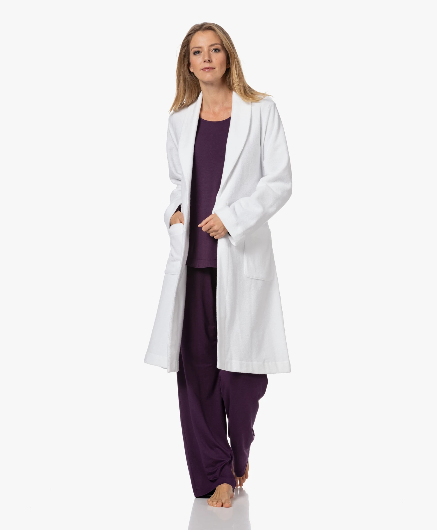 Hanro Robe Selection Fleece Pluche Badjas - Wit 11 Hanro Robe Selection Fleece Pluche Badjas - Wit - Afbeelding 9