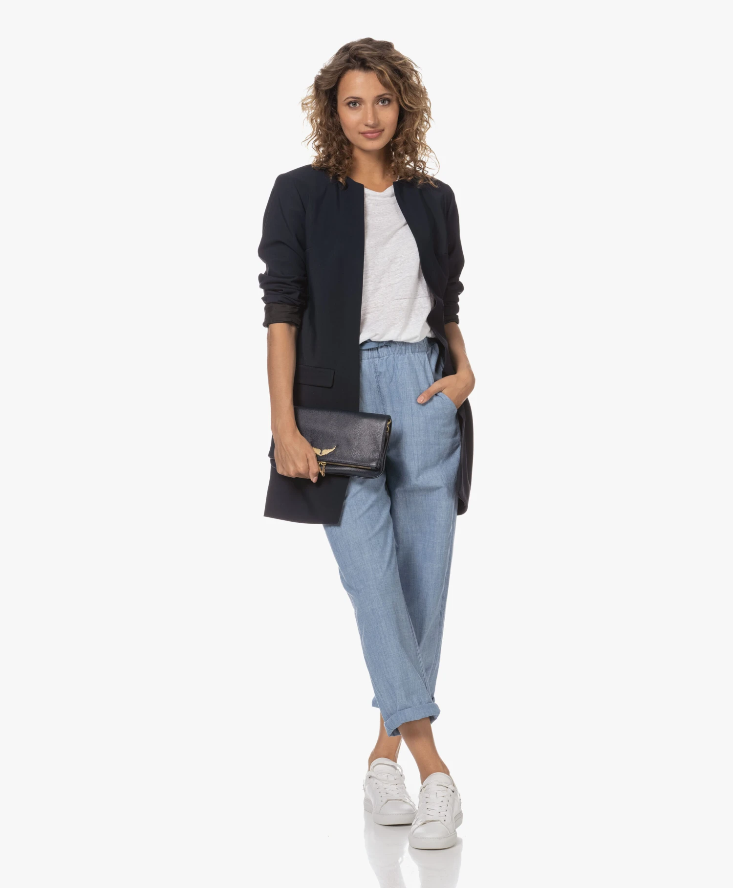 Zadig & Voltaire Rock Grained Leren Schoudertas/Clutch - Ink Gold 7 Zadig & Voltaire Rock Grained Leren Schoudertas/Clutch - Ink Gold - Afbeelding 5