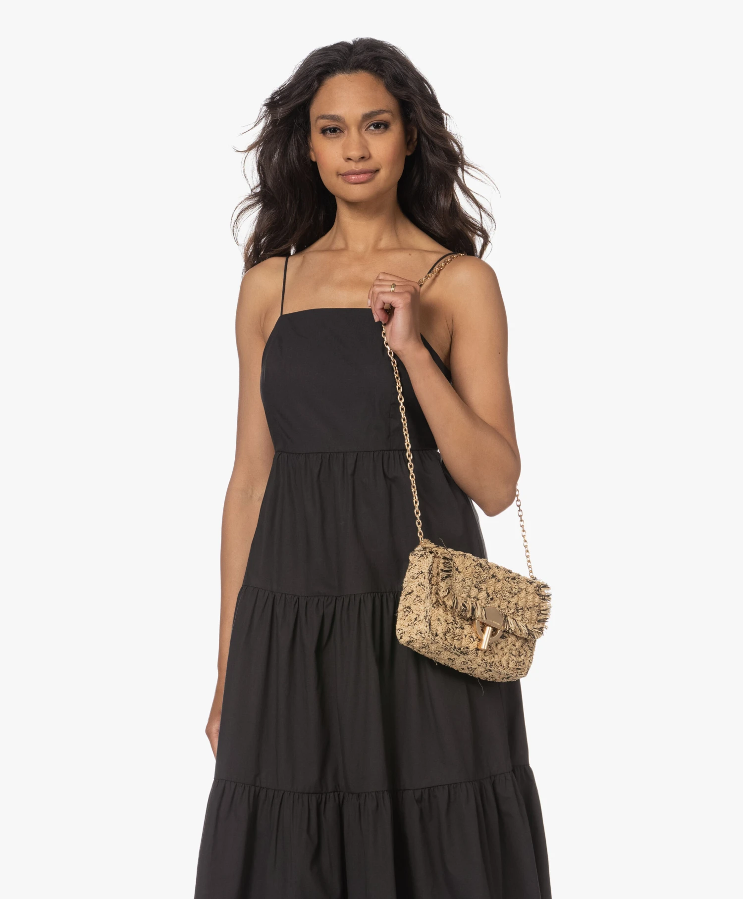 Vanessa Bruno Moon Small Raffia Schoudertas - Beige/Zwart 11 Vanessa Bruno Moon Small Raffia Schoudertas - Beige/Zwart - Afbeelding 9