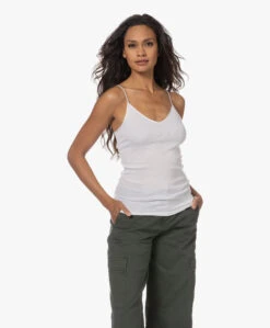 Hanro Cotton Seamless V-Hals Spaghetti Top - Wit -Modewinkel 230713 39d49204 b6f8 4d56 96b5 9e404f3bd607