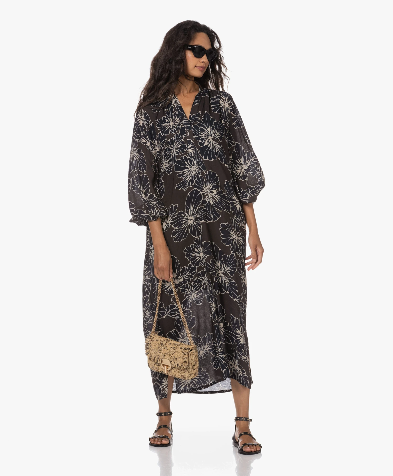 Vanessa Bruno Moon Small Raffia Schoudertas - Beige/Zwart 4 Vanessa Bruno Moon Small Raffia Schoudertas - Beige/Zwart - Afbeelding 2