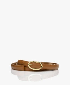 By Malene Birger Katin Smalle Leren Riem - Cognac
