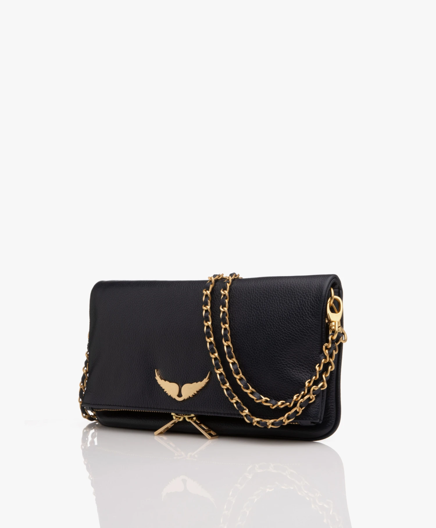 Zadig & Voltaire Rock Grained Leren Schoudertas/Clutch - Ink Gold 6 Zadig & Voltaire Rock Grained Leren Schoudertas/Clutch - Ink Gold - Afbeelding 4