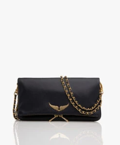 Zadig & Voltaire Rock Grained Leren Schoudertas/Clutch - Ink Gold
