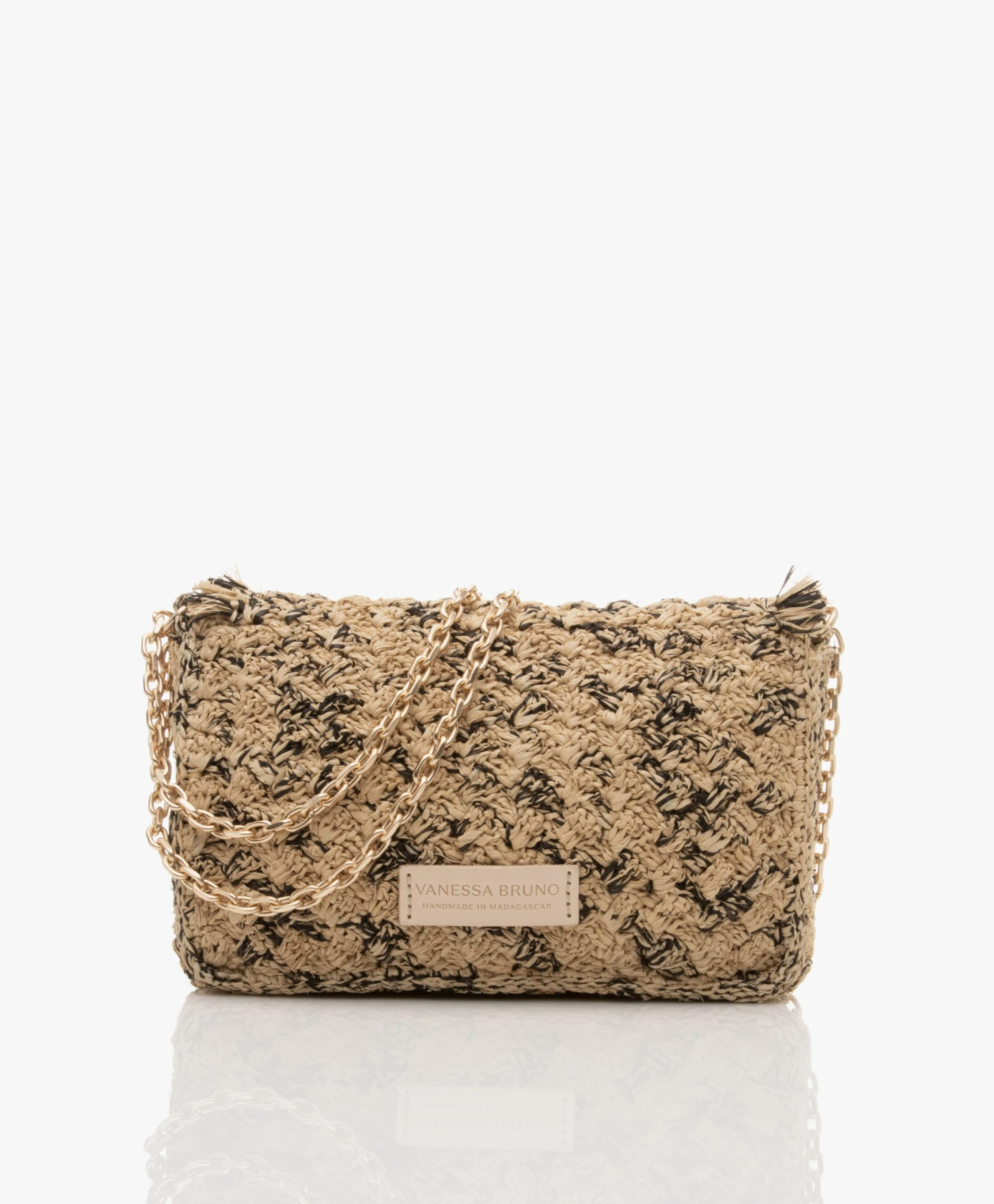 Vanessa Bruno Moon Small Raffia Schoudertas - Beige/Zwart 9 Vanessa Bruno Moon Small Raffia Schoudertas - Beige/Zwart - Afbeelding 7