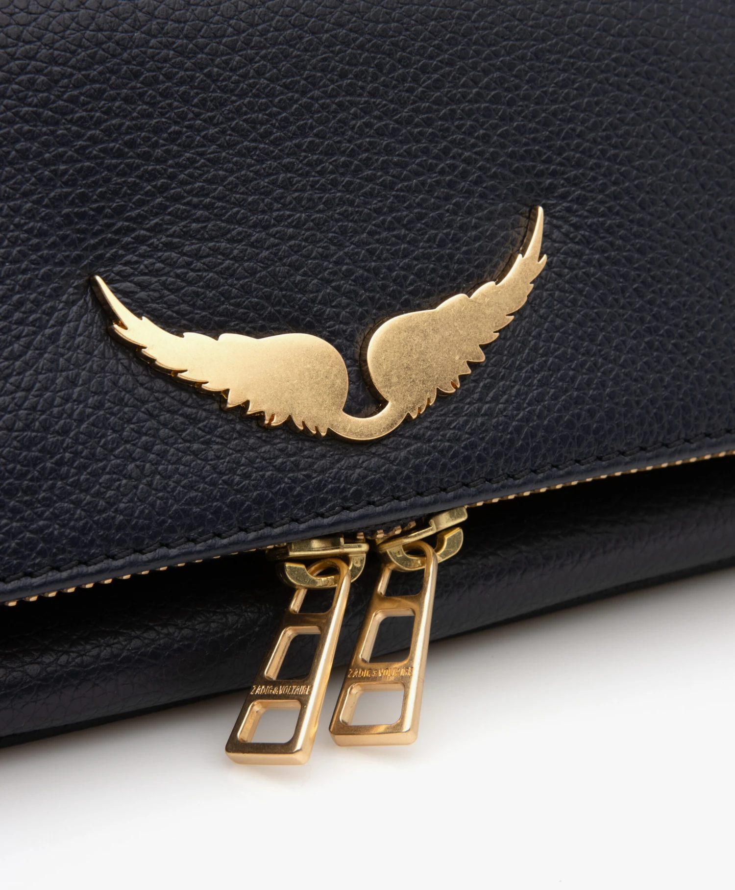 Zadig & Voltaire Rock Grained Leren Schoudertas/Clutch - Ink Gold 5 Zadig & Voltaire Rock Grained Leren Schoudertas/Clutch - Ink Gold - Afbeelding 3