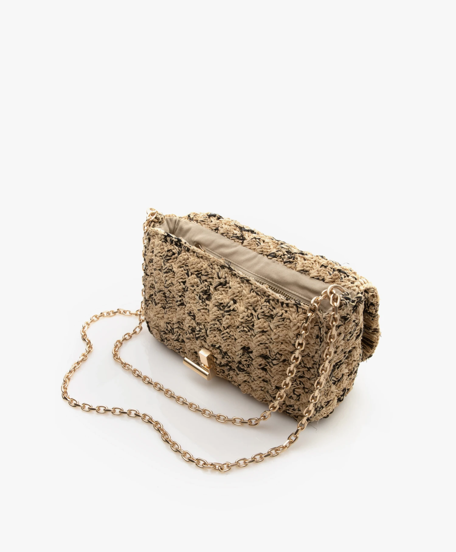 Vanessa Bruno Moon Small Raffia Schoudertas - Beige/Zwart 10 Vanessa Bruno Moon Small Raffia Schoudertas - Beige/Zwart - Afbeelding 8